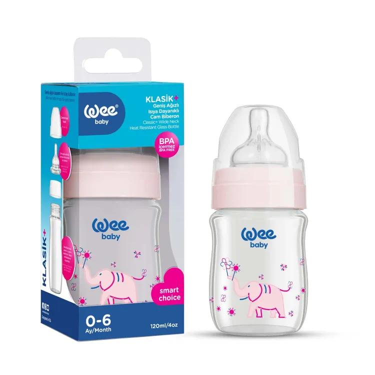Wee Baby Classic + Wide Neck Heat Resistant Glass Bottle 120 ML