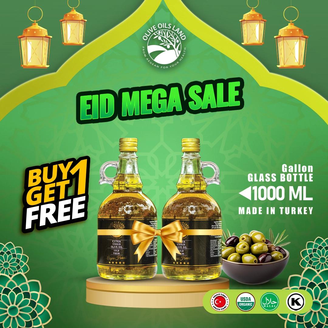 Olive Oils Land Extra Virgin Olive Oil 1000 ML (Gallon Glass Bottle)